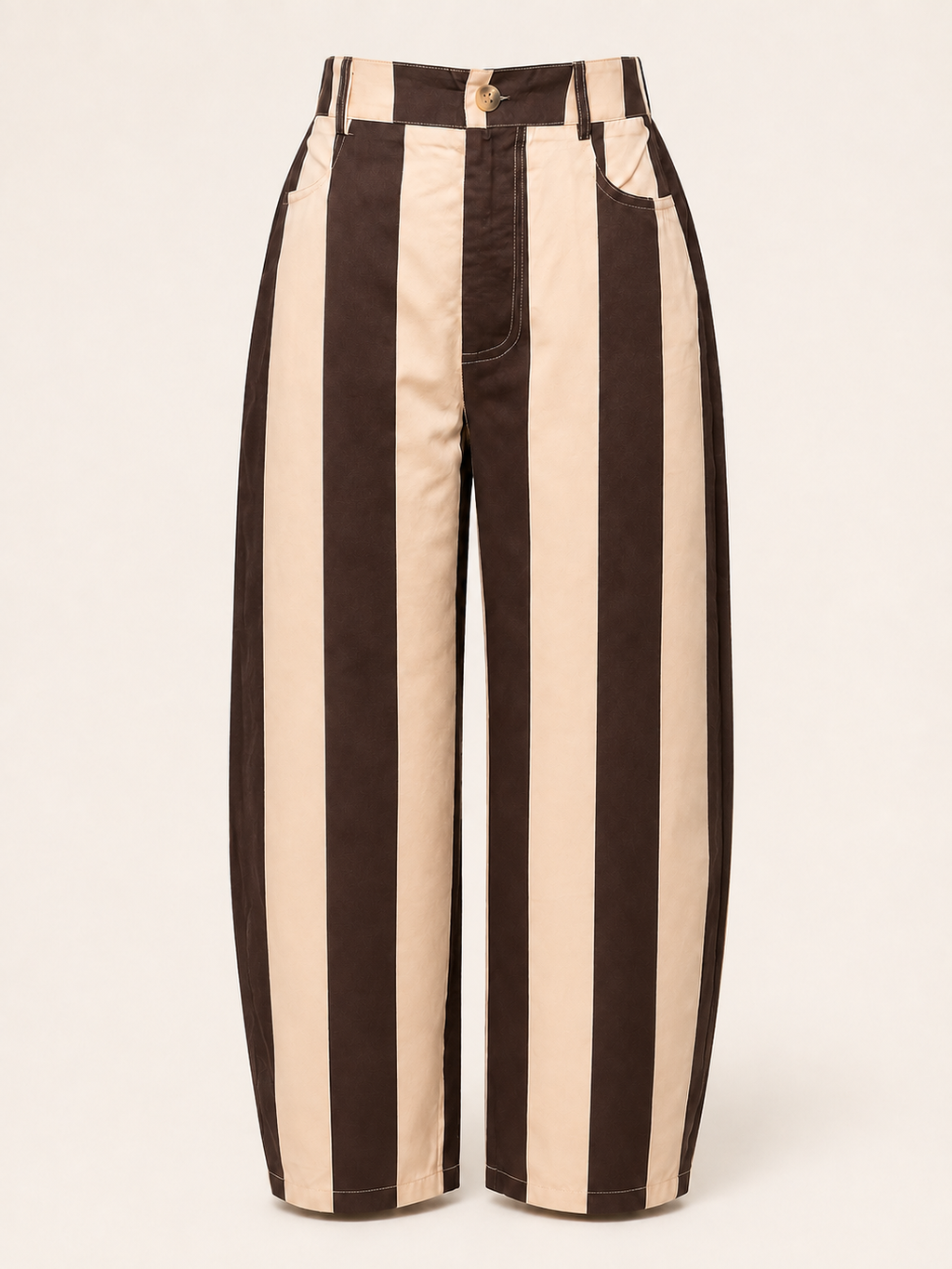 Cocoa Stripe Barrel-Leg Pants