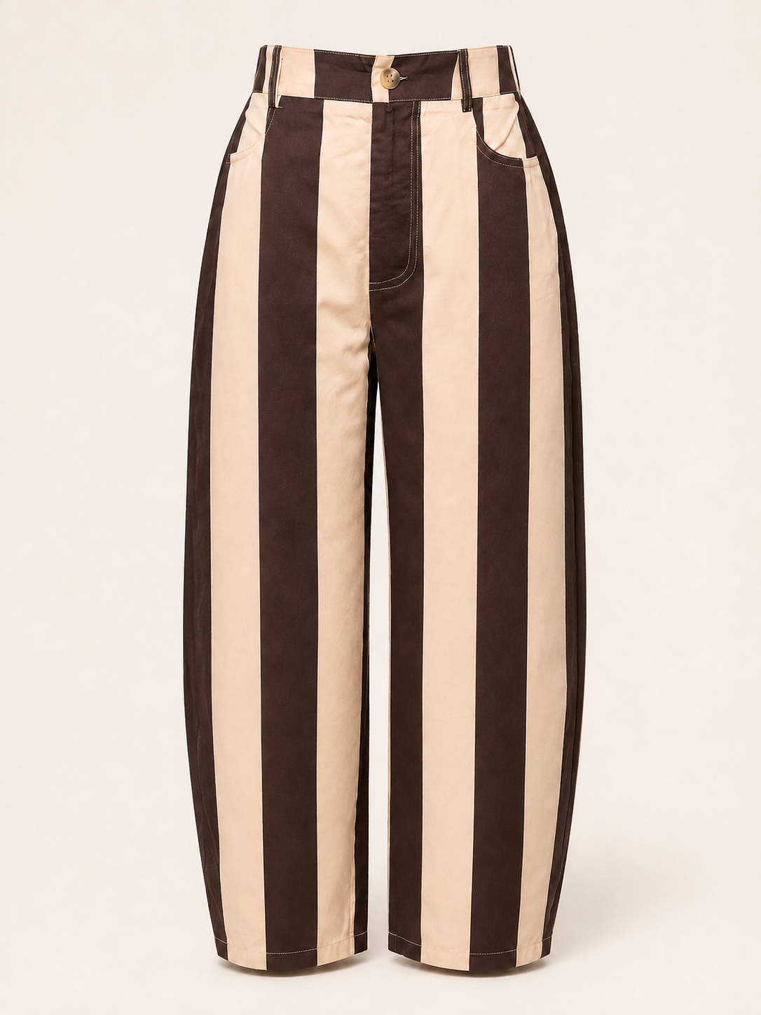 Cocoa Stripe Barrel-Leg Pants