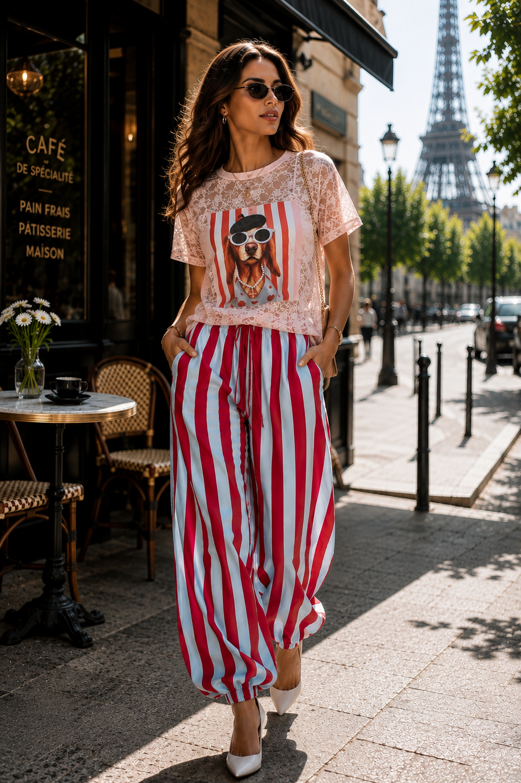 Linen Stripe Balloon Pants