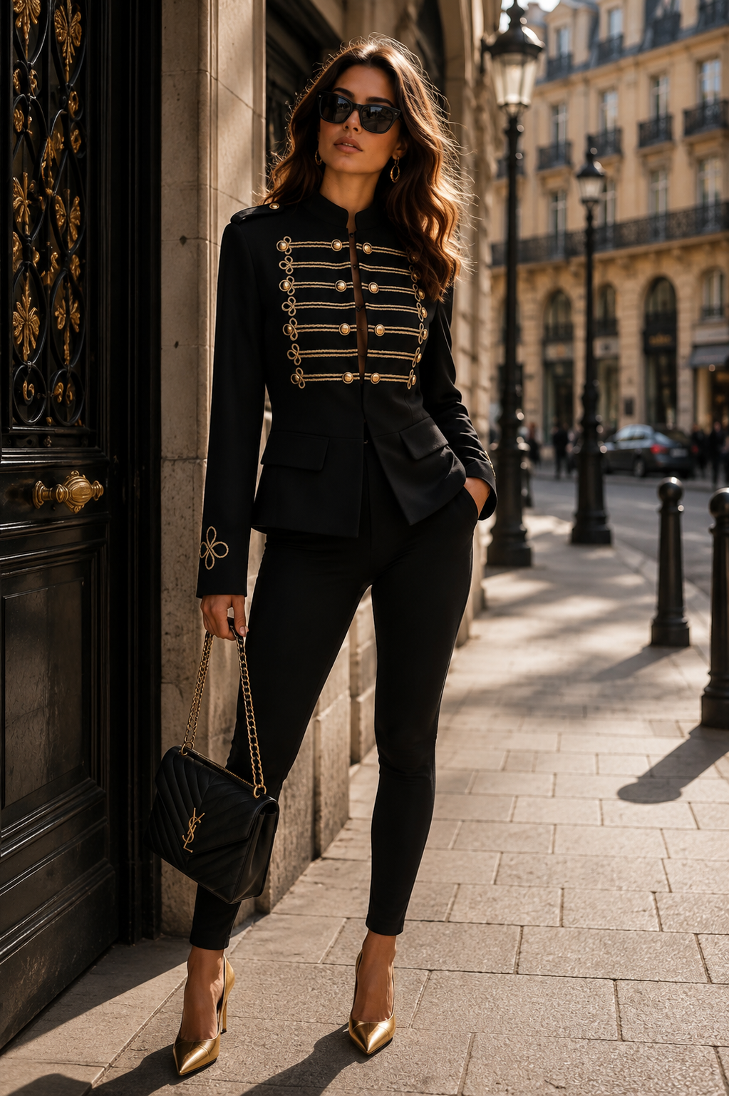 Parisian Gold Military Blazer Black