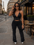 Midnight Lace-Up Denim Set