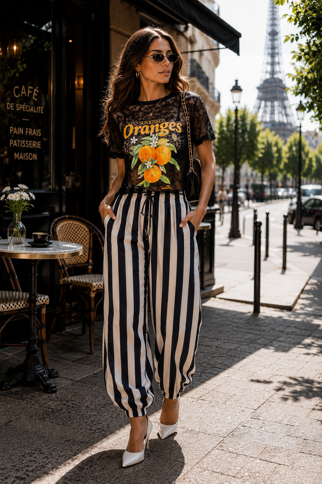 Linen Stripe Balloon Pants