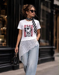 Chic Lace Detail Tee With Scarf