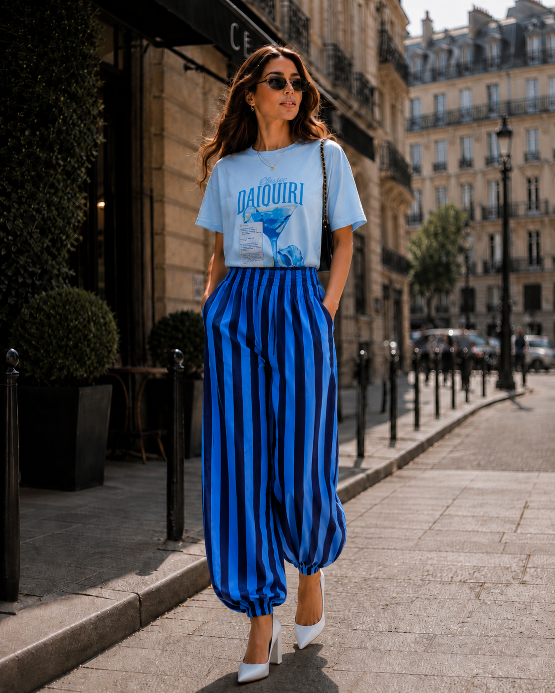 Linen Stripe Balloon Pants