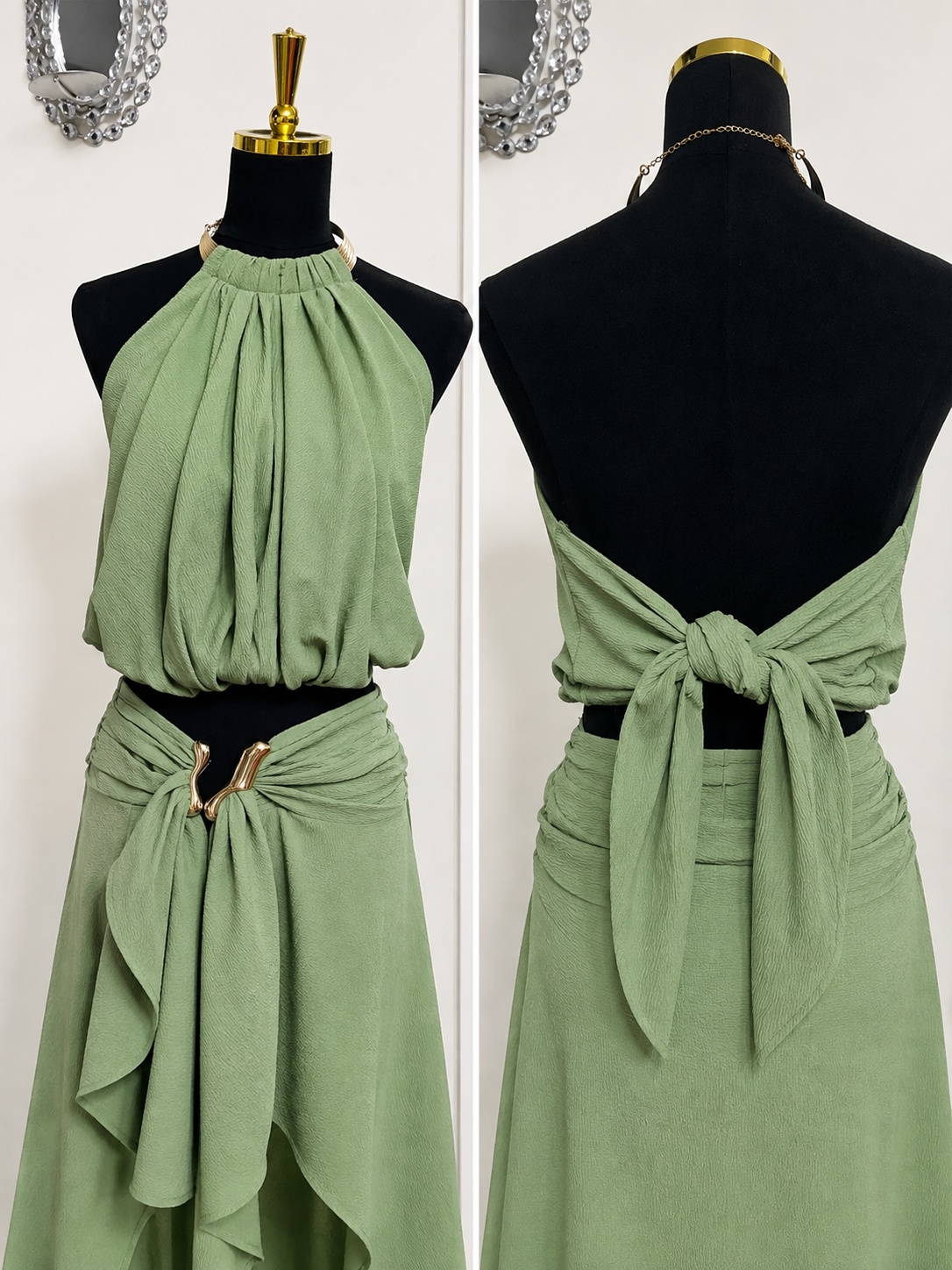 Sage Elegant Skirt Set