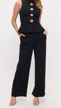 Sienna Gold Detail Black Pants Set
