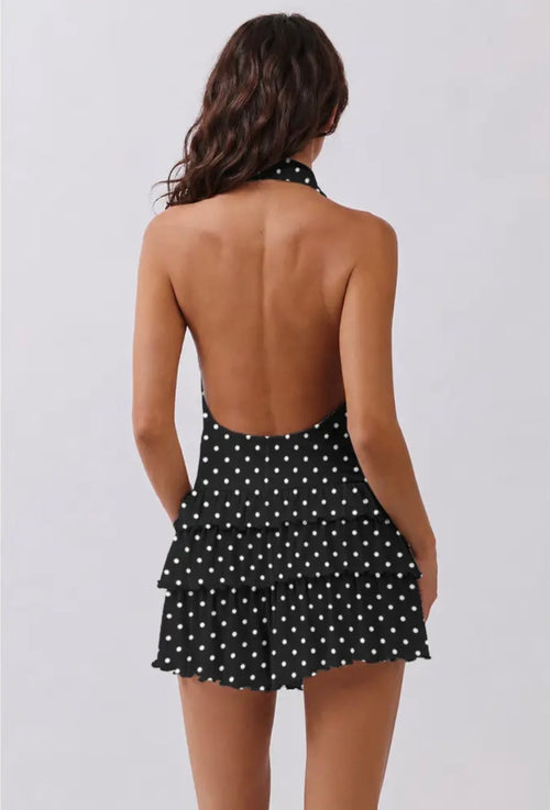 Amore Polka Dot Dress, Black.