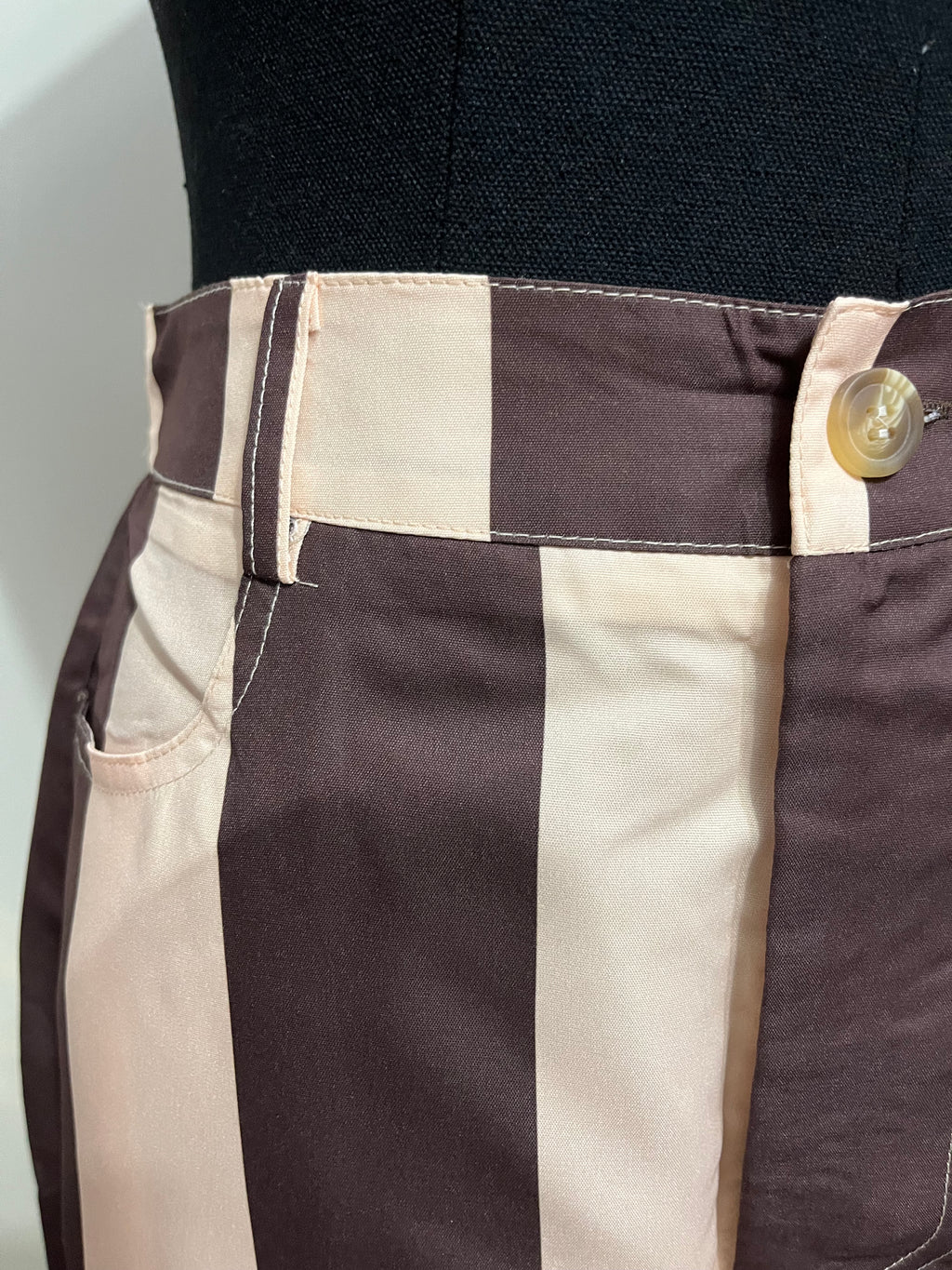 Cocoa Stripe Barrel-Leg Pants