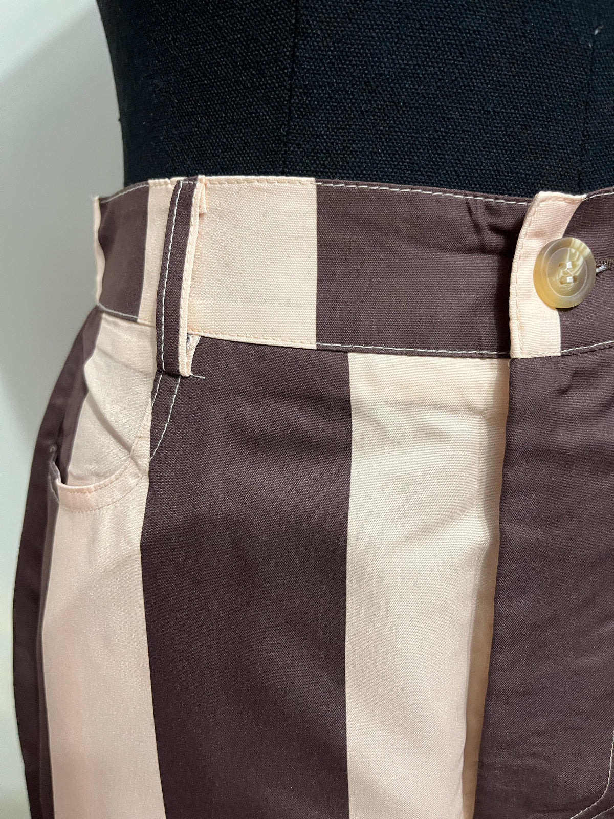 Cocoa Stripe Barrel-Leg Pants