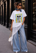 Chic Lace Detail Tee with Scarf
